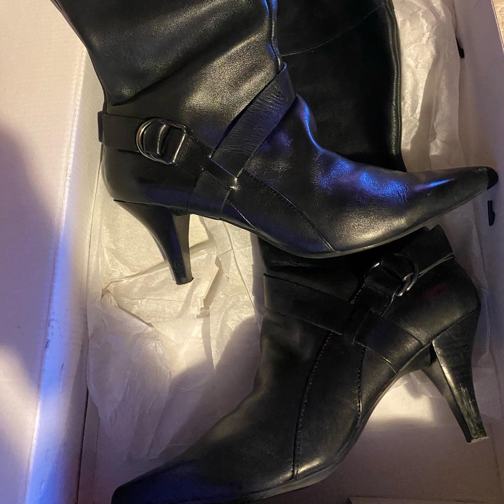 Nine West black knee high boots with side buckle